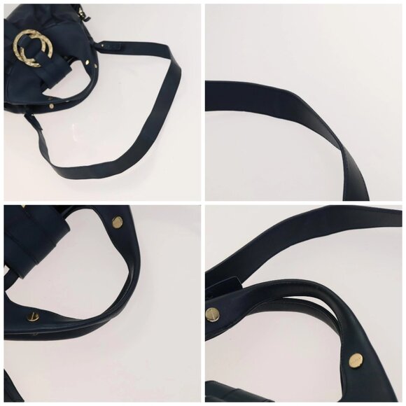 BVLGARI Hand Bag Leather 2way Blue Gold Auth BA1864 - Picture 16 of 16